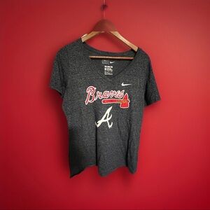 Nike Gray Braves Tee with Red Accents